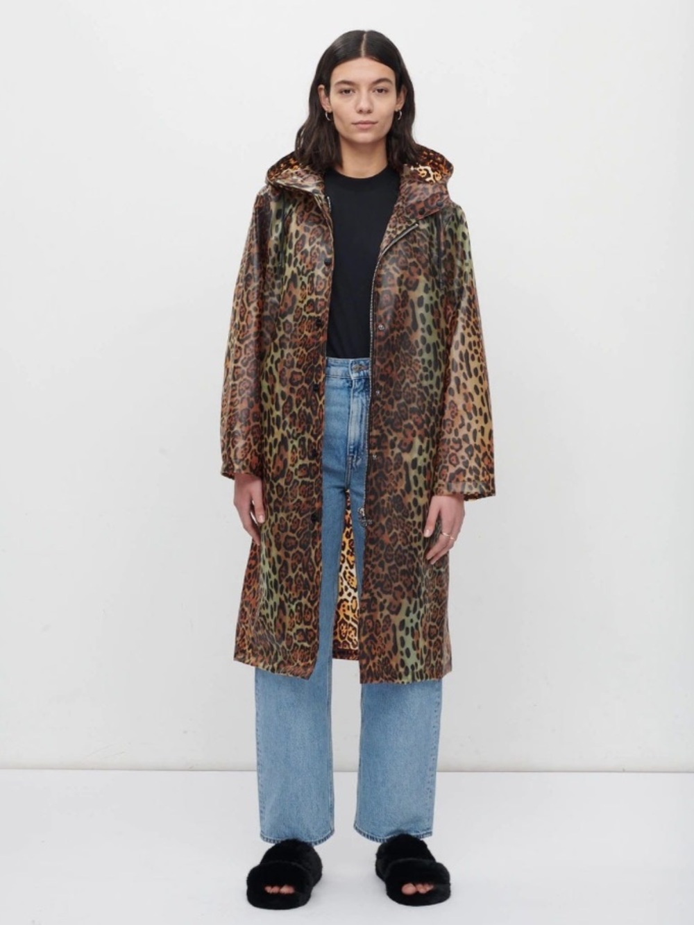 Jakke “Rebecca” Leopard Print Hooded Trench Rain Coat